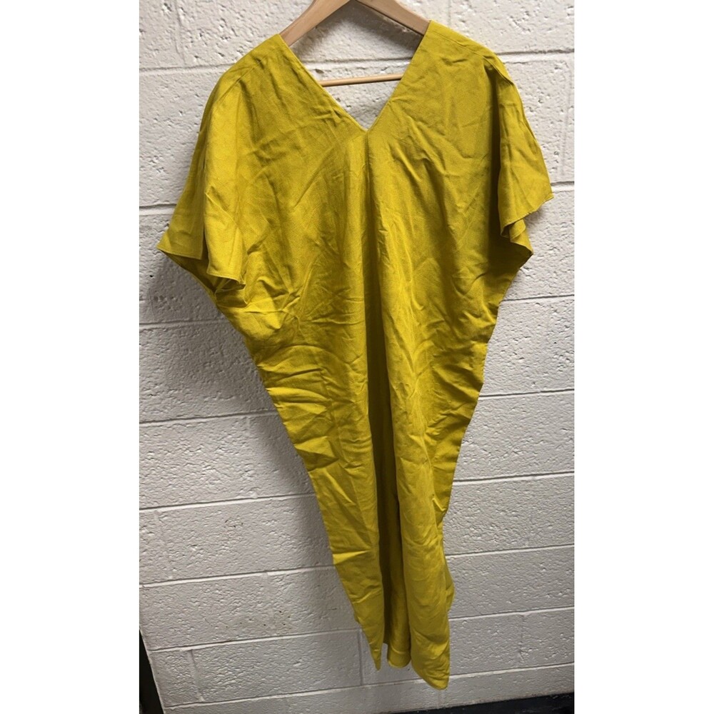NWT Zara Yellow Linen Blend Kaftan Tunic Dress Size Small - Picture 6 of 11